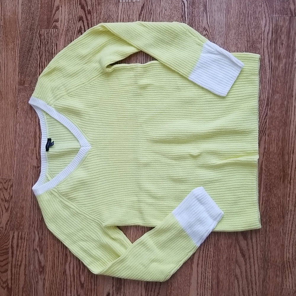 (M) Talbots Cozy Knit V Neck Cotton Blend Bright Colorful Neon Cozy Warm
